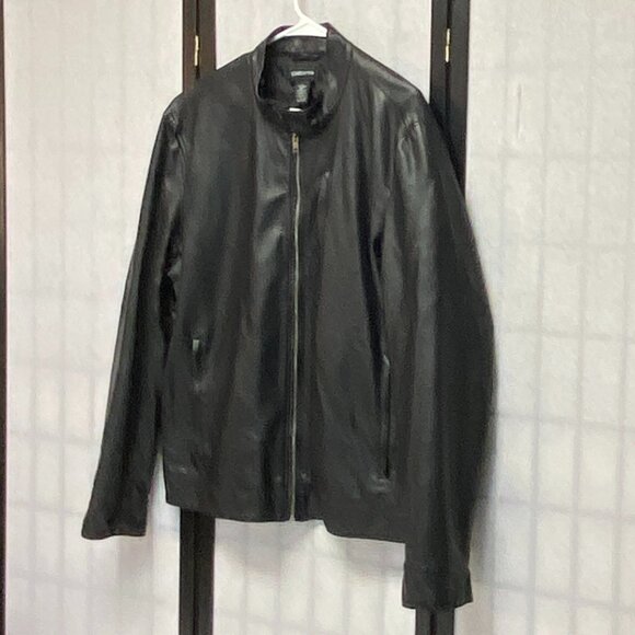 Faux Vegan Leather Zip Front Long Style Motorcycle Jacket Black Claiborne - Picture 5 of 16